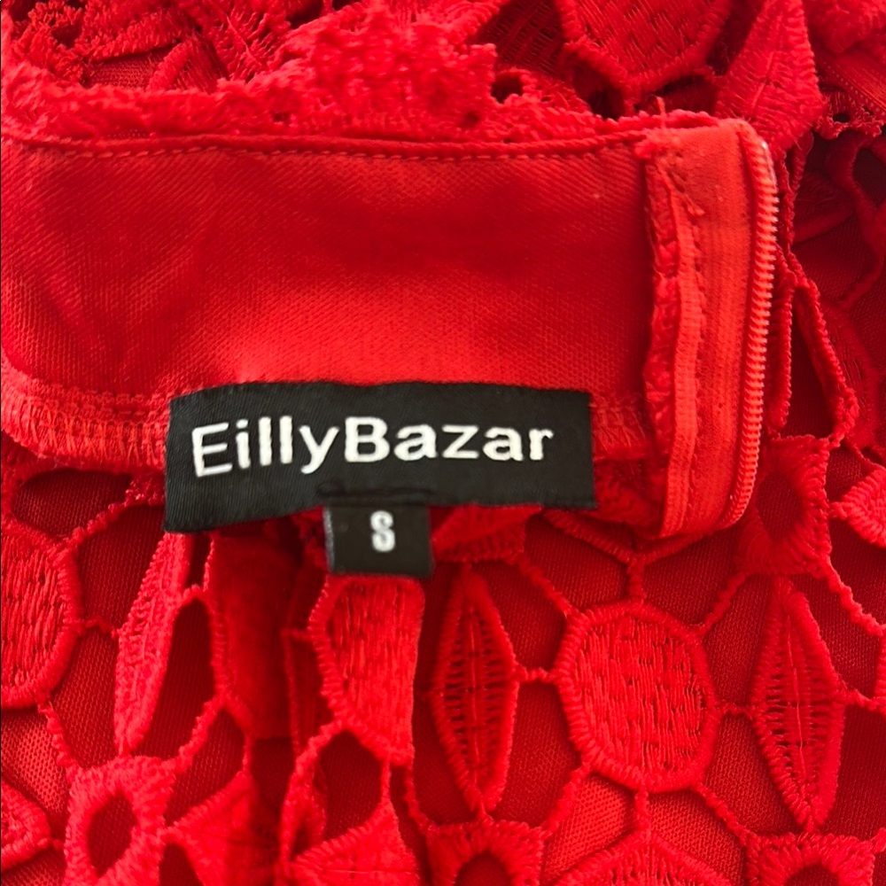 Red Lace Mock Neck Sundress - Picture 2 of 9